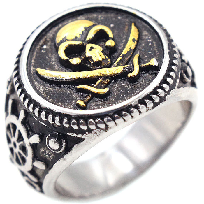 Wholesale Skull Titanium Steel Men's Ring MOQ≥2 JDC-RS-YiR001