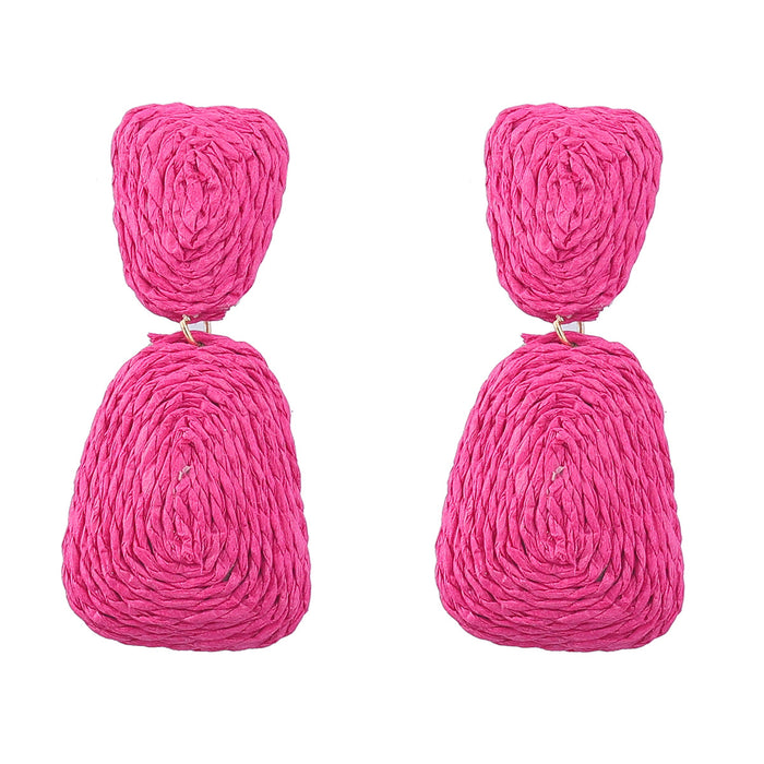 Wholesale raffia geometric braided earrings MOQ≥2 JDC-ES-jiul003