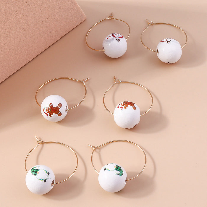 Wholesale Earrings Wooden Santa Christmas Tree Elk Balls JDC-ES-yseng003