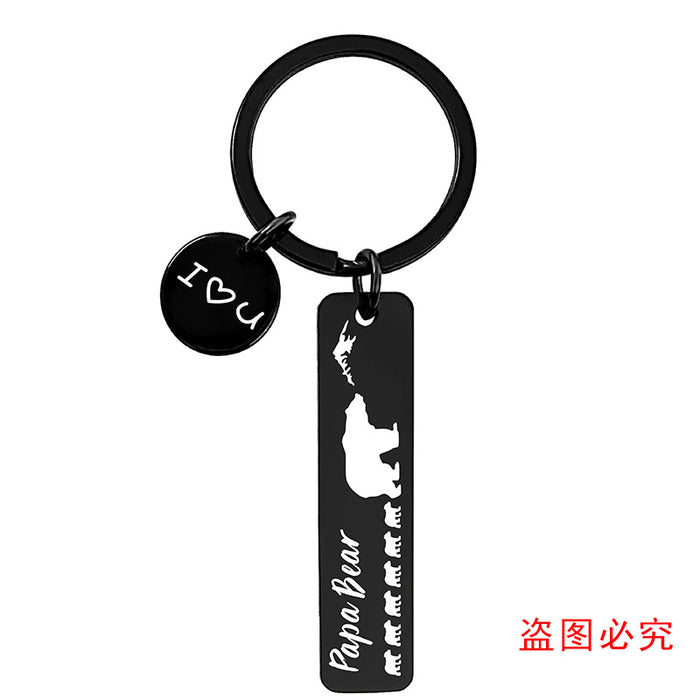 Wholesale metal keychain pendant bear father's day holiday gift metal keychain lettering MOQ≥2  JDC-KC-GangGu042