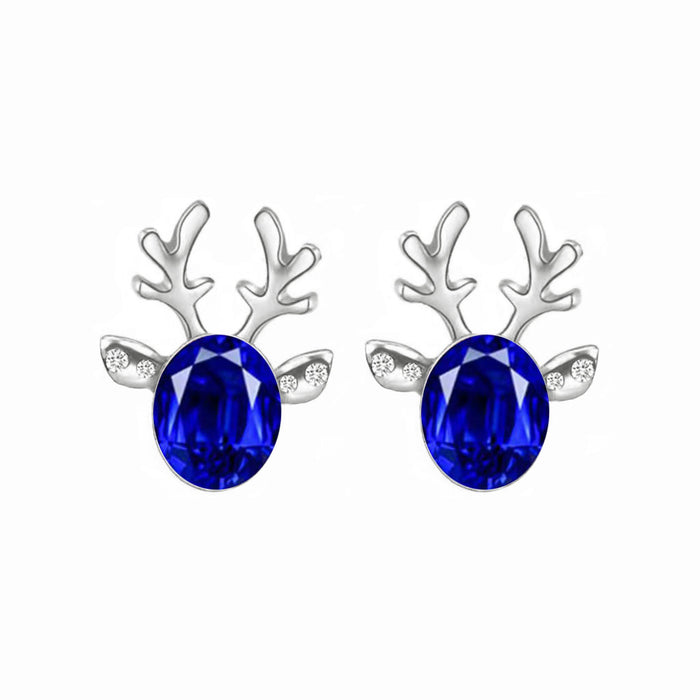 Wholesale Earrings Alloy Christmas Elk Stereo Antlers Crystal Gemstones JDC-ES-LongX002