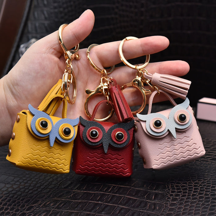 Wholesale Leather Owl Coin Purse Keychain JDC-KC-Chongr007