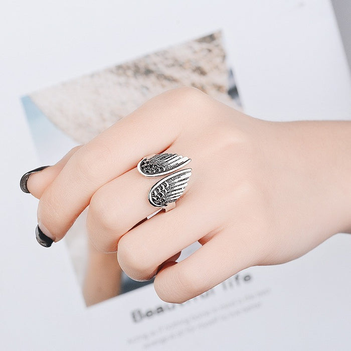 Jewelry WholesaleWholesale Angel Wings Feather Vintage Wing Ring JDC-RS-NS003 Rings 尼森 %variant_option1% %variant_option2% %variant_option3%  Factory Price JoyasDeChina Joyas De China