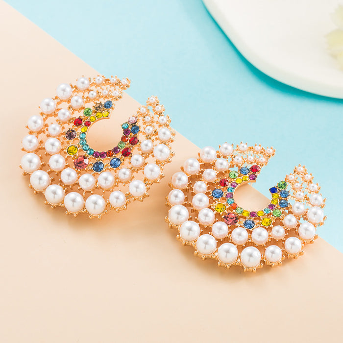 Jewelry WholesaleWholesale alloy set colored diamond pearl earrings women JDC-ES-hemin038 Earrings 和鸣 %variant_option1% %variant_option2% %variant_option3%  Factory Price JoyasDeChina Joyas De China