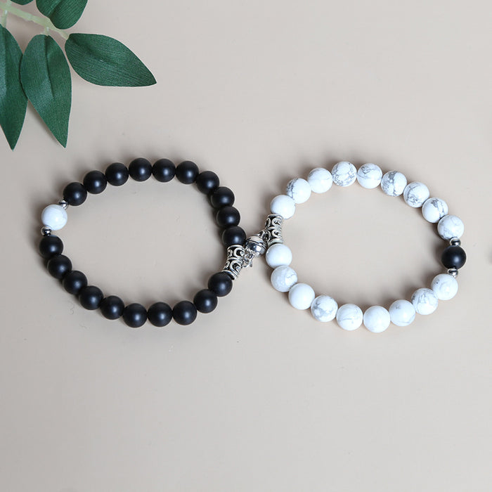 Wholesale White Turquoise Couple Bracelet Black and White Balls JDC-BT-JingD012