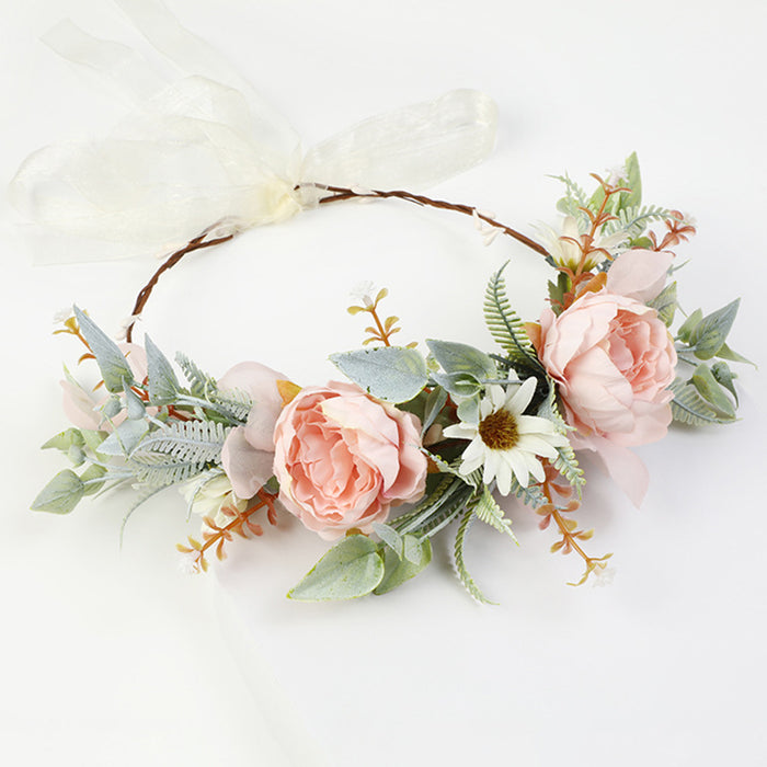 Wholesale Headband Fabric Plastic Bride Simulation Garland Dress Accessories MOQ≥3 JDC-HD-XINY003