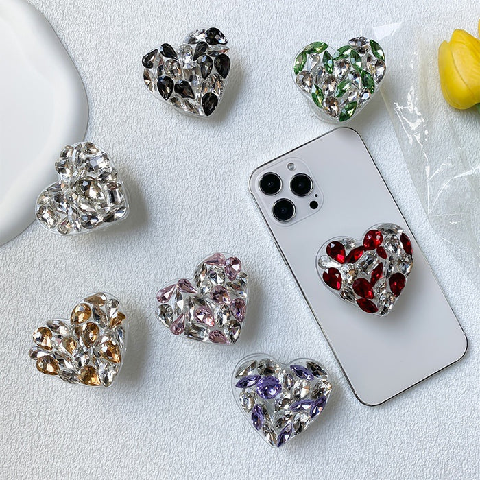 Wholesale Grips Rhinestone Love Adhesive Adhesive Retractable Phone Holder JDC-PS-BaiY028