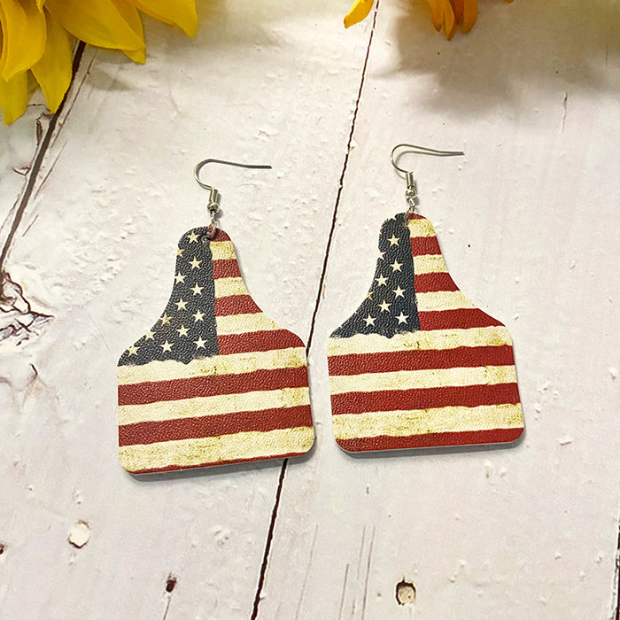 Wholesale Earrings Leather Flag Sun Flower Print Earrings 2 pairs JDC-ES-Qunyi016