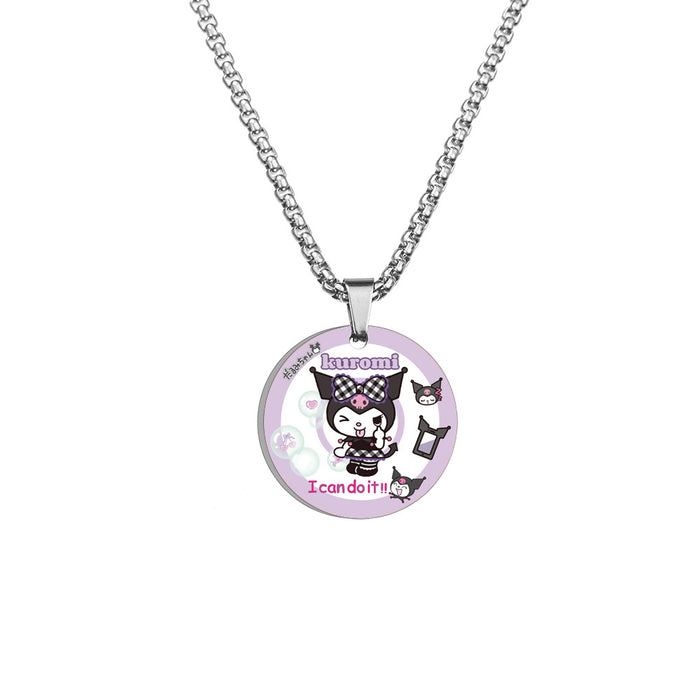 Wholesale Necklace Stainless Steel Cute Cartoon Round Color Printing MOQ≥2 (S) JDC-NE-HuanYu007