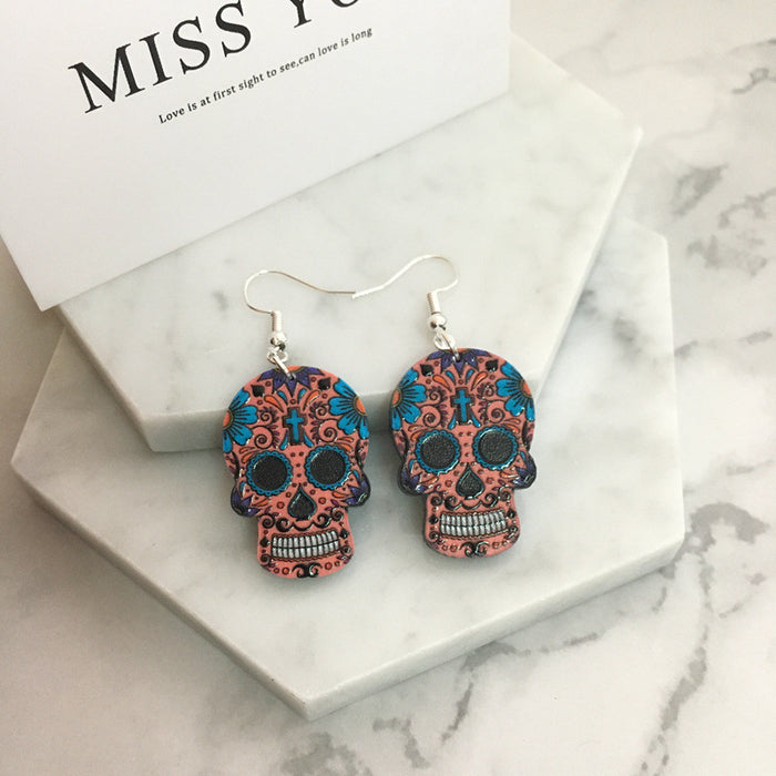 Wholesale Acrylic Skull Drop Earrings JDC-ES-Yiy001