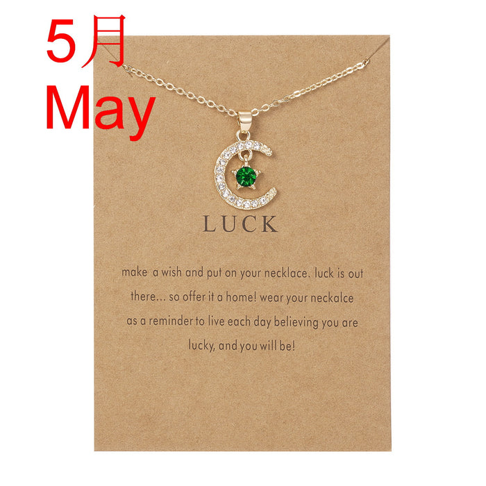 Jewelry WholesaleWholesale month birth stone moon star paper card alloy diamond necklace JDC-NE-YinH019 Necklaces 颖皓 %variant_option1% %variant_option2% %variant_option3%  Factory Price JoyasDeChina Joyas De China