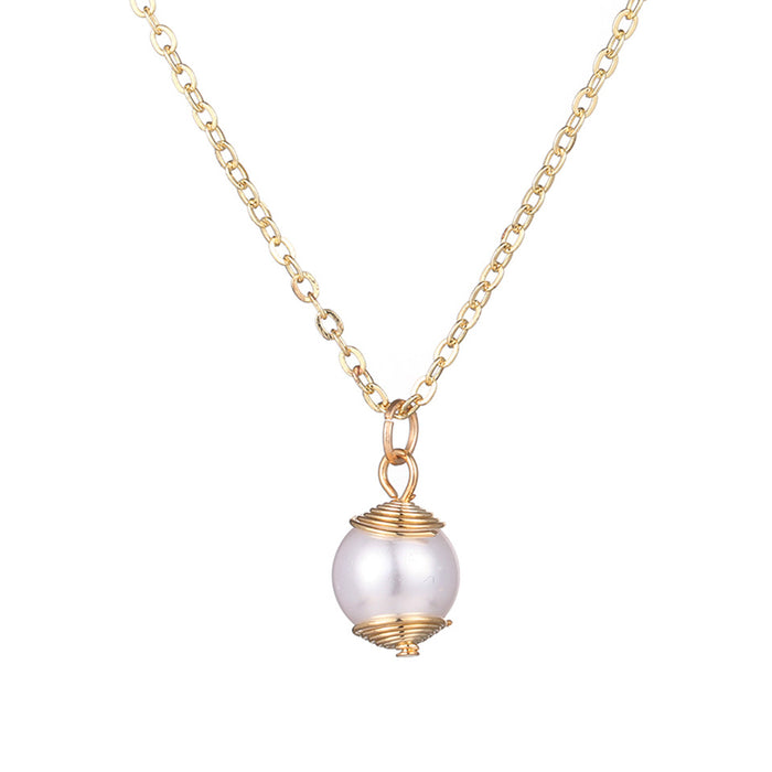 Jewelry WholesaleWholesale locked pearl single layer gold alloy necklace JDC-NE-KJ211 Necklaces 坤杰 %variant_option1% %variant_option2% %variant_option3%  Factory Price JoyasDeChina Joyas De China