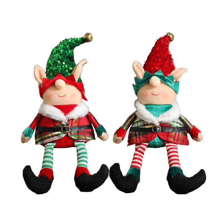 Wholesale Ornaments Cloth Christmas Elf Long Legged Doll MOQ≥2 JDC-OS-QuY008