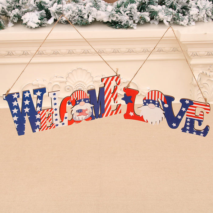 Wholesale 4th of July Independence Day Decoration Wooden Letter Door Hanging Creative Pendant JDC-DC-YHuan001