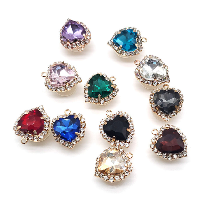 Wholesale Croc Charms Random 10pcs Heart Shaped Colored Stone DIY Accessories JDC-CCS-WanX042