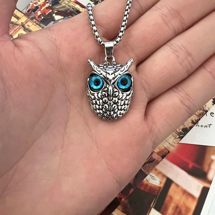 Wholesale Cross -border Silver Vintage Series Punk Cat Eagle Pendant necklace MOQ≥10 JDC-NE-YiFan001