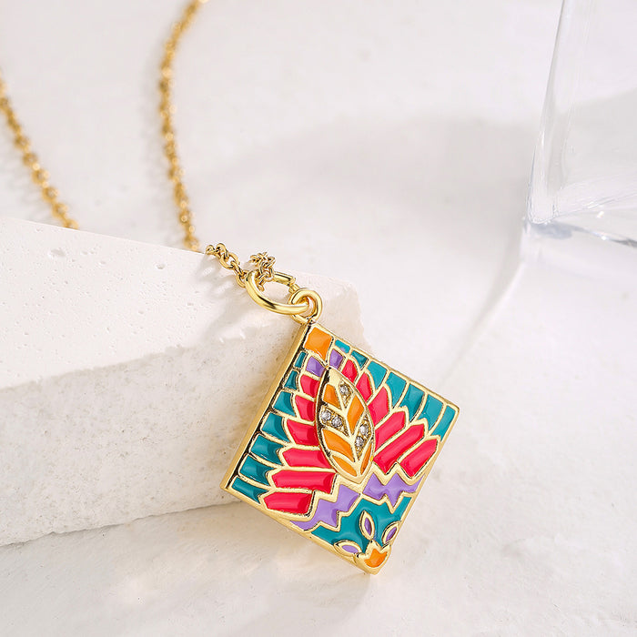 Wholesale Necklaces Copper Zircon Bohemian Hand Painted Geometric JDC-NE-PREMAG001