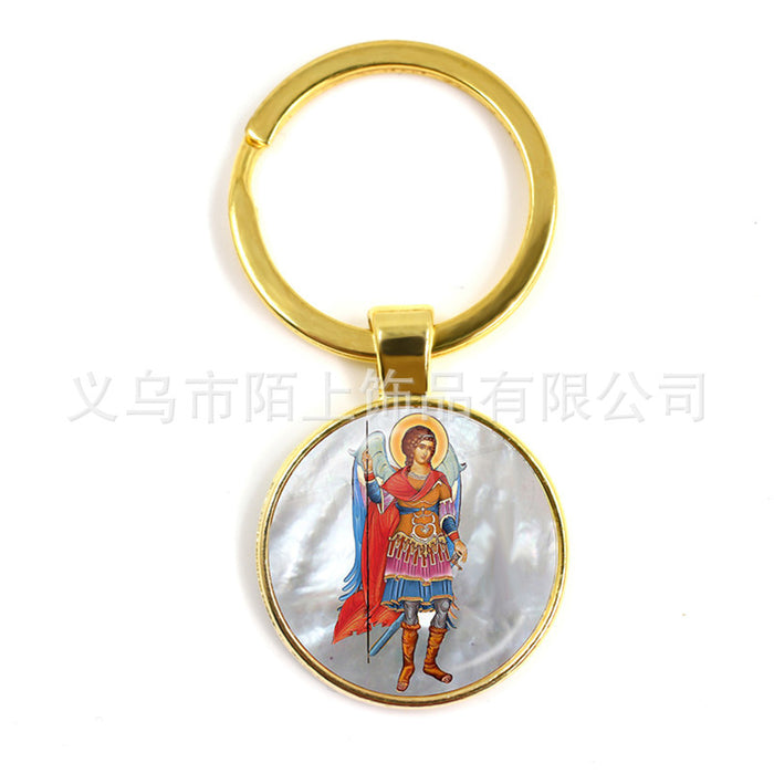 Wholesale St.Michael Russian Orthodox Time Gemstone Zinc Alloy Keychain JDC-KC-MoS001