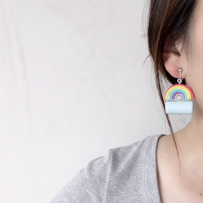 Wholesale S925 Silver Rainbow Acrylic Earrings JDC-ES-MISUI004