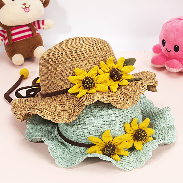 Wholesale Children Sunflower Papyrus Sun Protection Hat Straw Hat JDC-SH-ZYuan006