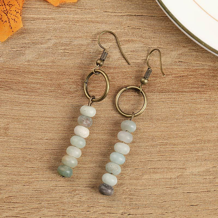 Wholesale Alloy Vintage Natural Stone Beaded Earrings MOQ≥2 JDC-ES-Zhongn008