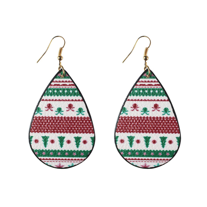 Wholesale Earrings Leather Christmas Drop Shape MOQ≥2 JDC-ES-TianPi026