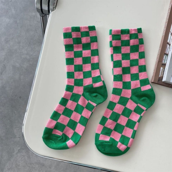 Wholesale Sock Polyester Cotton Checkerboard Thick Breathable Sweat Absorption MOQ≥2 JDC-SK-LanXii004