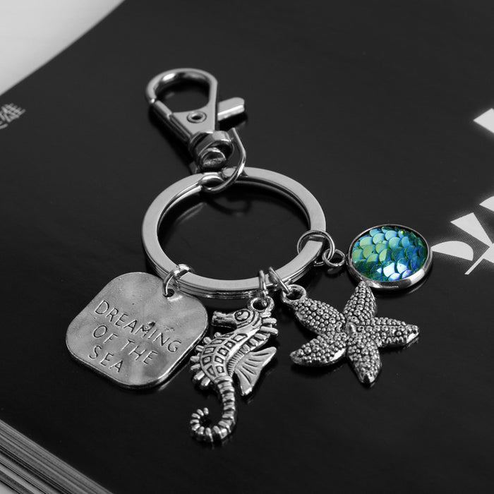 Wholesale Ocean Series Mermaid Alloy Keychain JDC-KC-AWen013