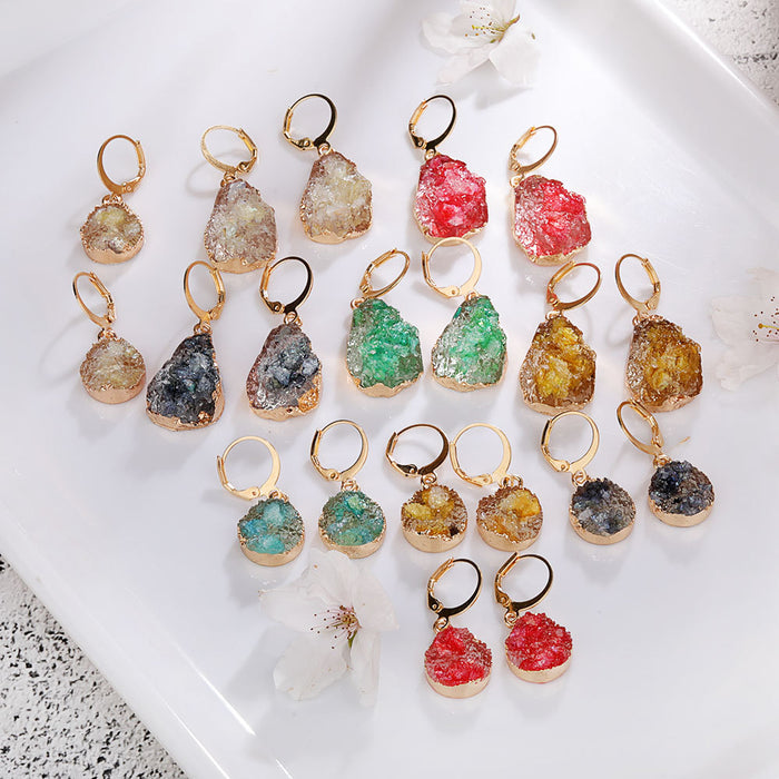 Wholesale Imitation Mineral Resin Alloy Gradient Earrings MOQ≥2 JDC-ES-Zhongn015