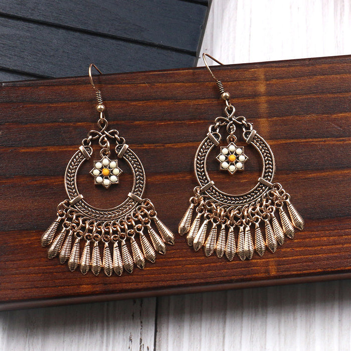 Wholesale Earrings Alloy Bohemian Oval Flowers JDC-ES-momo012