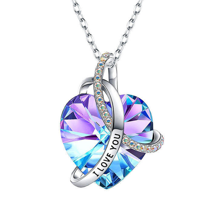 Wholesale Alloy Fashion Love Powder Plel Crystal Necklace Crystal Pendant MOQ≥2 JDC-NE-XunO019