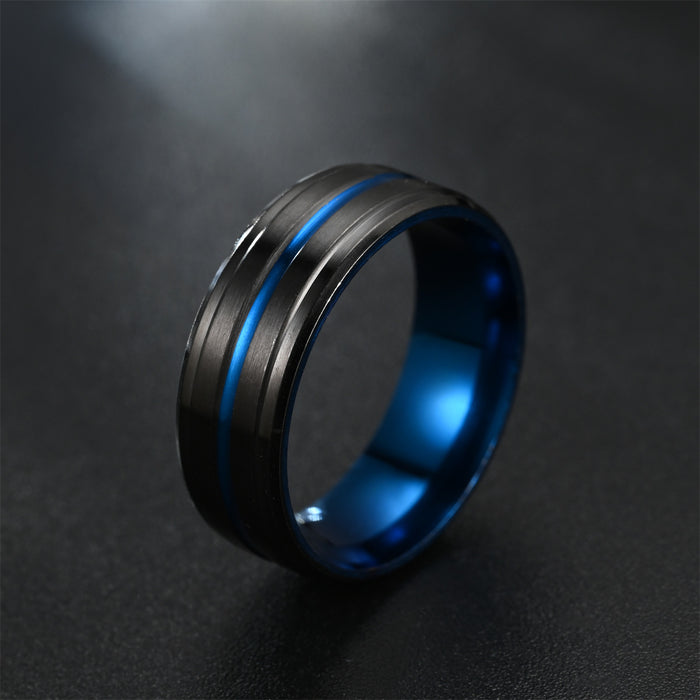 Wholesale Ring Stainless Steel Black Slotted Colorful Men's Domineering Ring MOQ≥2 JCD-RS-TS001