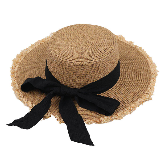 Jewelry WholesaleWholesale Summer Ladies Sunscreen Straw Hat Bow Holiday Beach Hat JDC-FH-GuoD003 Fashionhat 国冬 %variant_option1% %variant_option2% %variant_option3%  Factory Price JoyasDeChina Joyas De China