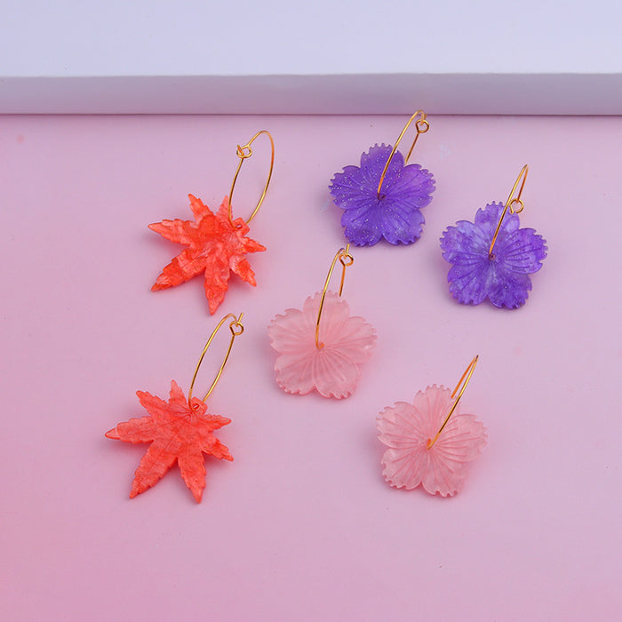 Jewelry WholesaleWholesale Acrylic Leaves Flower Earrings MOQ≥2 JDC-ES-DUAI013 Earrings 渡爱 %variant_option1% %variant_option2% %variant_option3%  Factory Price JoyasDeChina Joyas De China