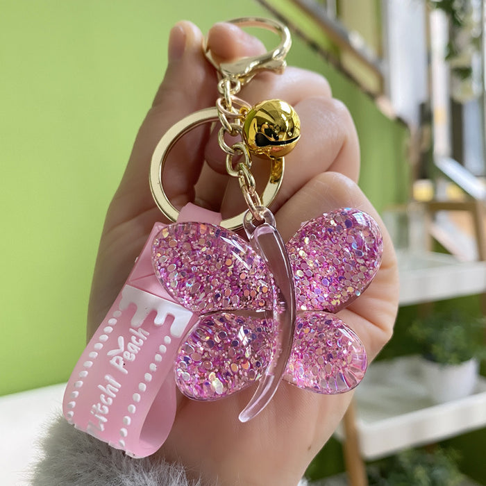 Jewelry WholesaleWholesale acrylic Sequin butterfly car bag couple keychain JDC-KC-WAN020 Keychains 沃安 %variant_option1% %variant_option2% %variant_option3%  Factory Price JoyasDeChina Joyas De China