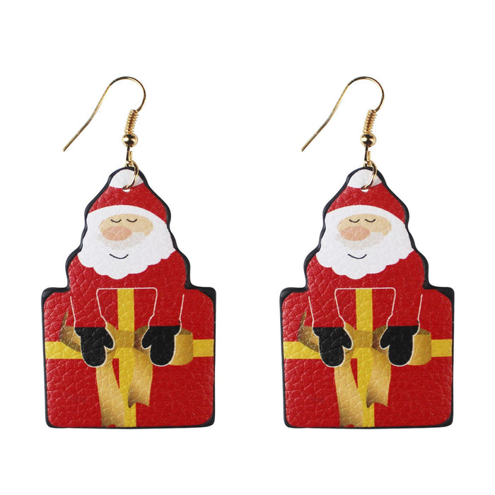 Wholesale Earrings Leather Christmas Drop Shape MOQ≥2 JDC-ES-TianPi026