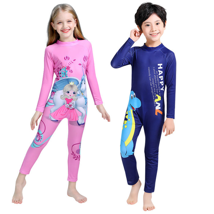 Wholesale Cartoon Kids Swimwear Long Sleeve Beach Suit One Piece Surf Suit JDC-SW-ManT002