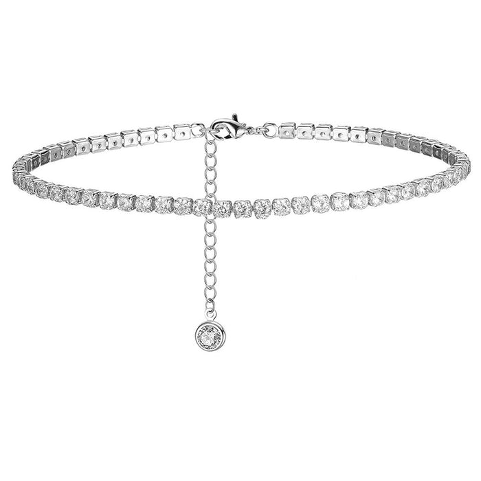 Wholesale Crystal Tennis Anklet Flash Full Diamond Claw Chain MOQ≥5 JDC-AS-ChuJ003