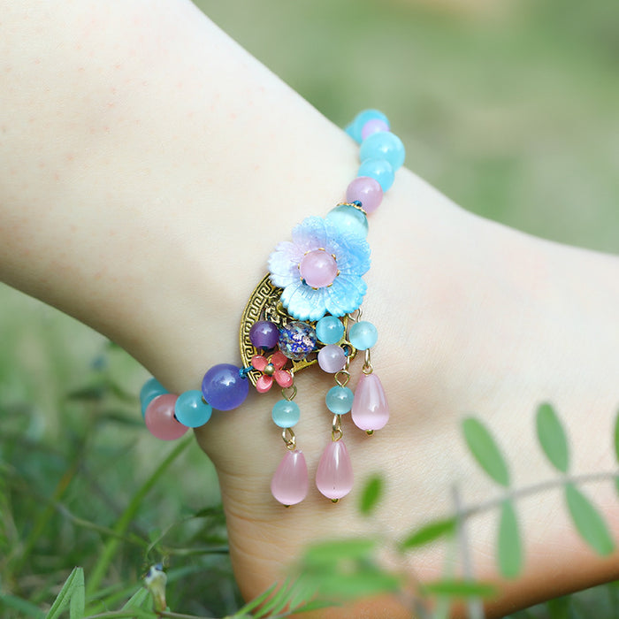 Jewelry WholesaleWholesale ethnic fashion glass hand woven shell flower Anklets JDC-AS-Mcheng004 Anklet 结满诚 %variant_option1% %variant_option2% %variant_option3%  Factory Price JoyasDeChina Joyas De China