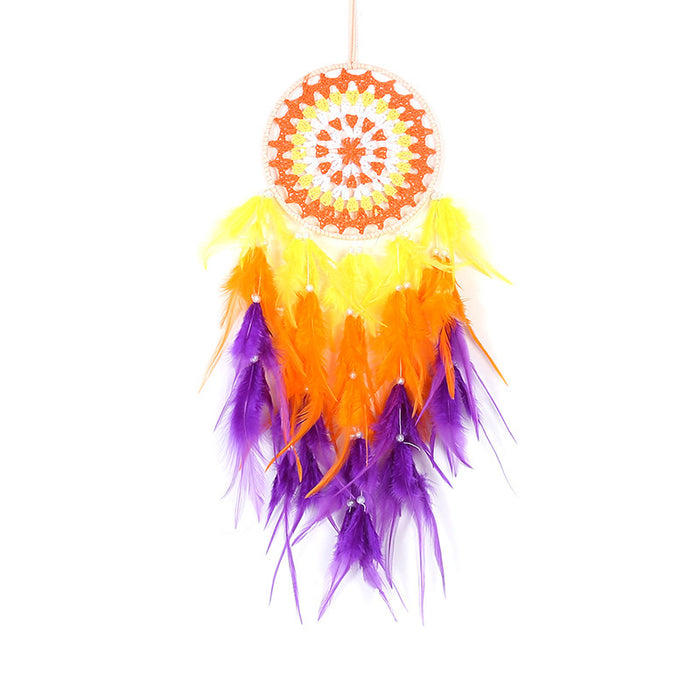 Jewelry WholesaleWholesale Feather Leather Rope Woven Rainbow Dreamcatcher JDC-DC-MYu001 Dreamcatcher 梦羽 %variant_option1% %variant_option2% %variant_option3%  Factory Price JoyasDeChina Joyas De China