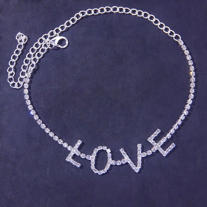 Wholesale Personalized Letter Rhinestone Anklet JDC-AS-XinS031