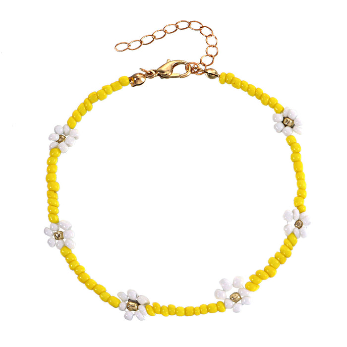 Wholesale color handmade rice beads flower anklet JDC-AS-ZW022