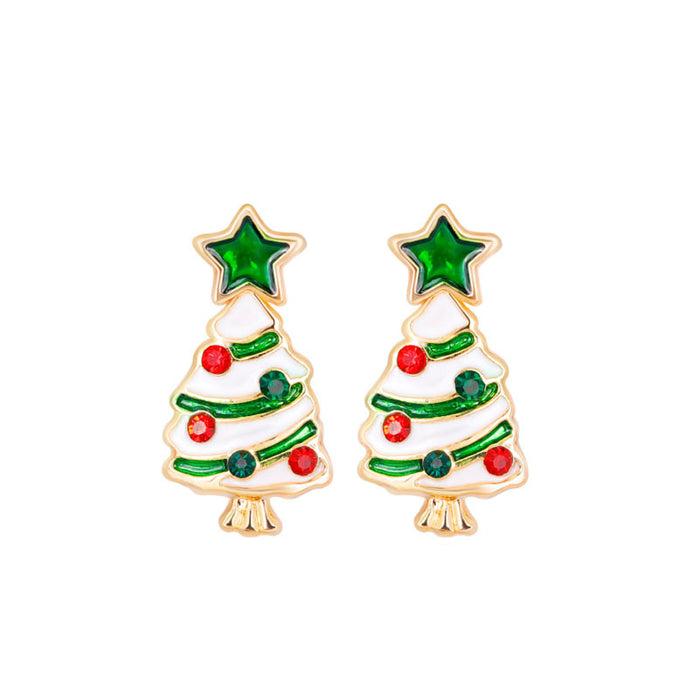 Wholesale Earrings Alloy Enamel Christmas Snowflake Elk Cane JDC-ES-LongX004