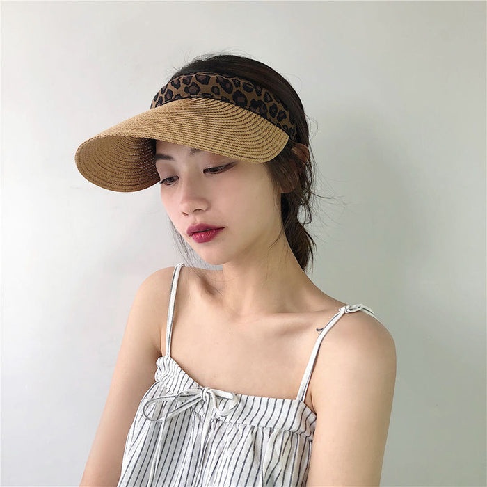 Jewelry WholesaleWholesale Leopard Print Empty Top Hat Sun Hat Straw Hat JDC-FH-HShen001 Fashionhat 鸿琛 %variant_option1% %variant_option2% %variant_option3%  Factory Price JoyasDeChina Joyas De China