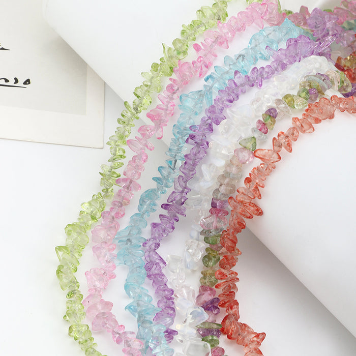 Wholesale alloy ins wind irregular colorful transparent gravel necklace JDC-NE-E325