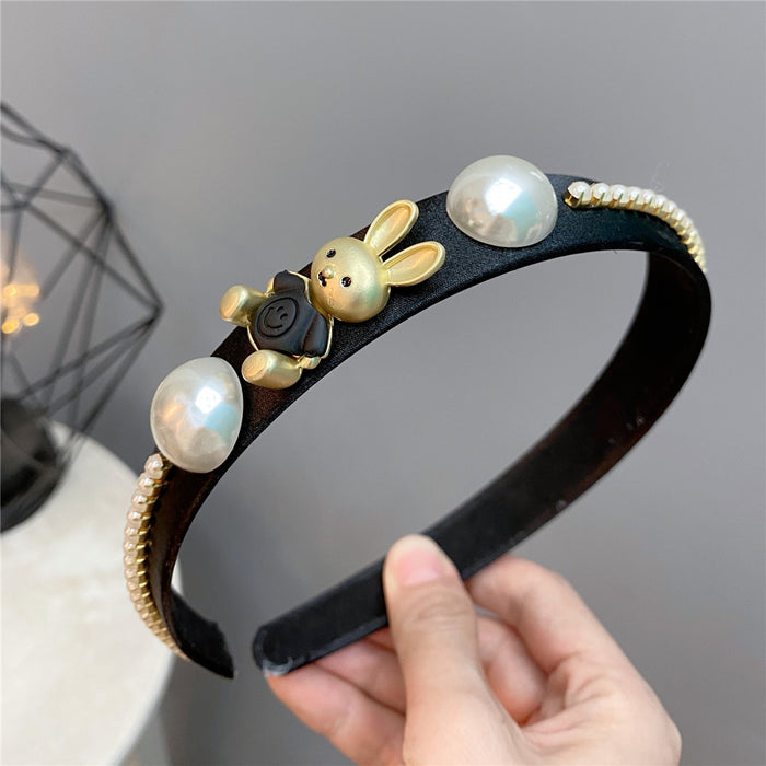 Wholesale Bunny Pearl Headband MOQ≥2 JDC-HD-HuiY019