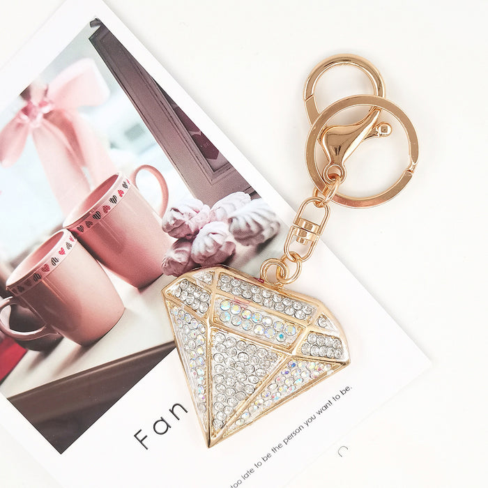 Wholesale Diamond Pendant Accessories Metal Keychain Hollow Rhombus MOQ2 JDC-KC-ChaoK015