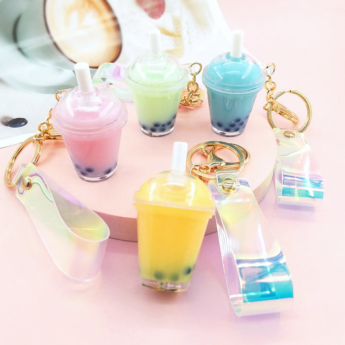 Jewelry WholesaleWholesale Into Oil Pearl Milk Tea Metal Keychain MOQ≥2 JDC-KC-YChen006 Keychains 易晨 %variant_option1% %variant_option2% %variant_option3%  Factory Price JoyasDeChina Joyas De China