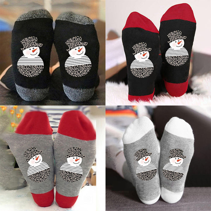 Wholesale Sock Cotton Autumn Winter Snowman Print Sweat Absorb Christmas MOQ≥3 JDC-SK-HuaL008