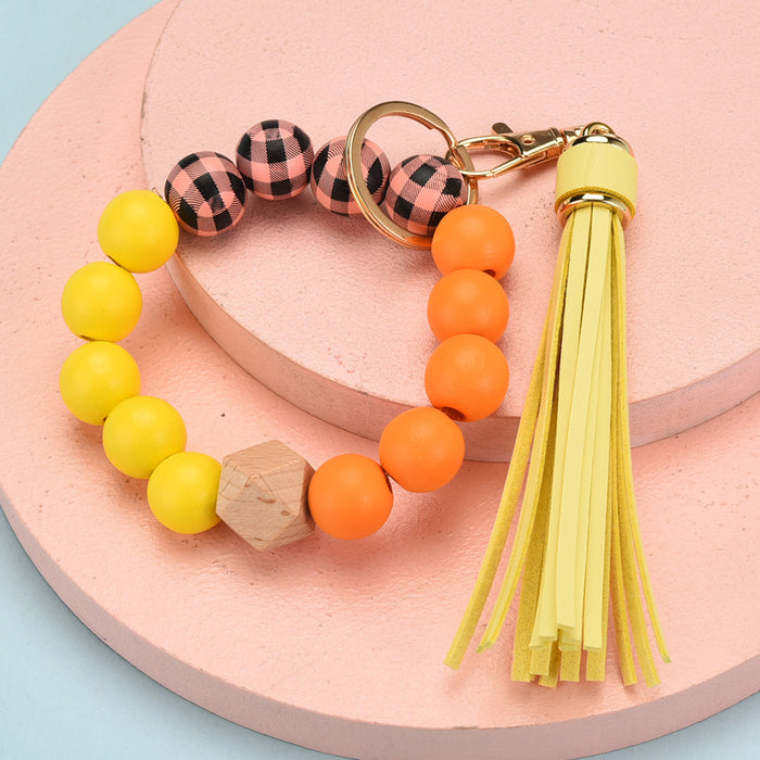 Wholesale Tassel Wood Beads Fashion Beads Bracelet Keychain JDC-KC-YPin012